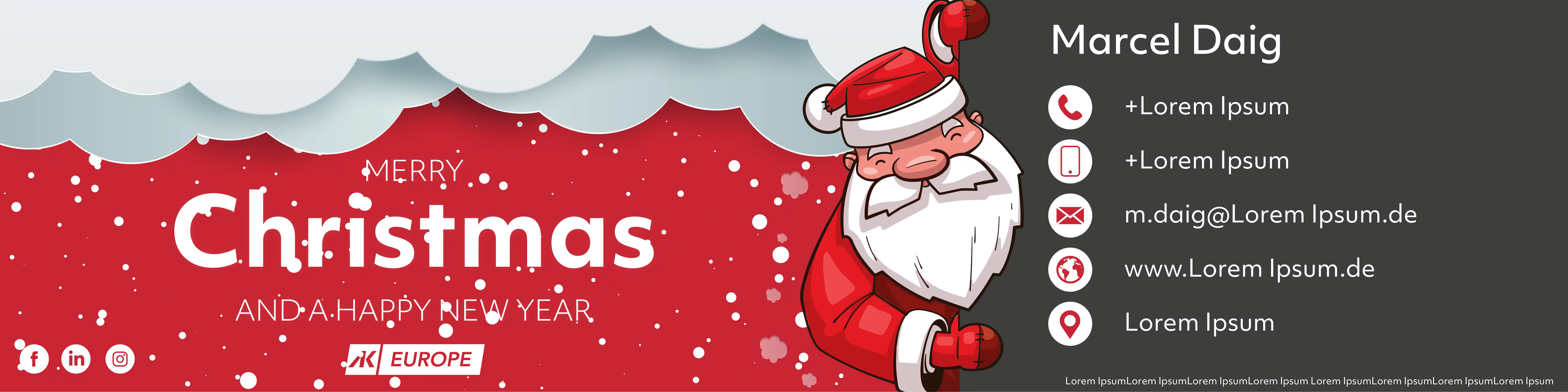 Persoalisierte E-Mail Signatur für AK Europe Mitarbeiter zu Weihnachten