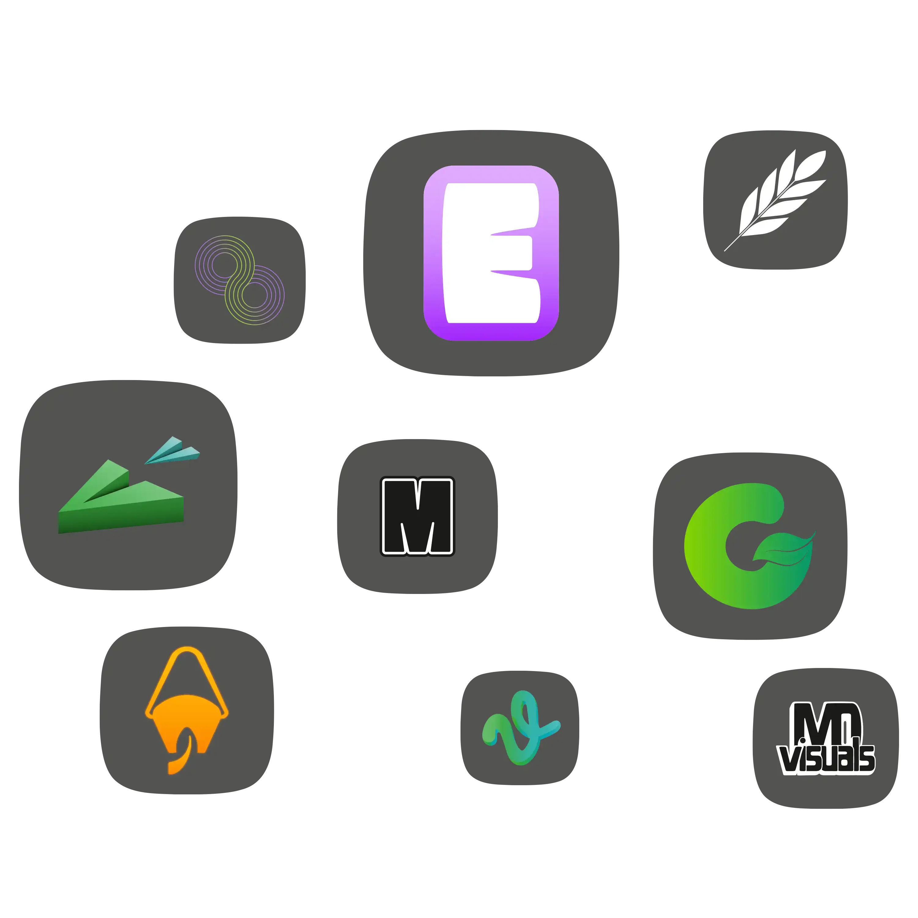 Sammlung an individuell gestalteten Logos