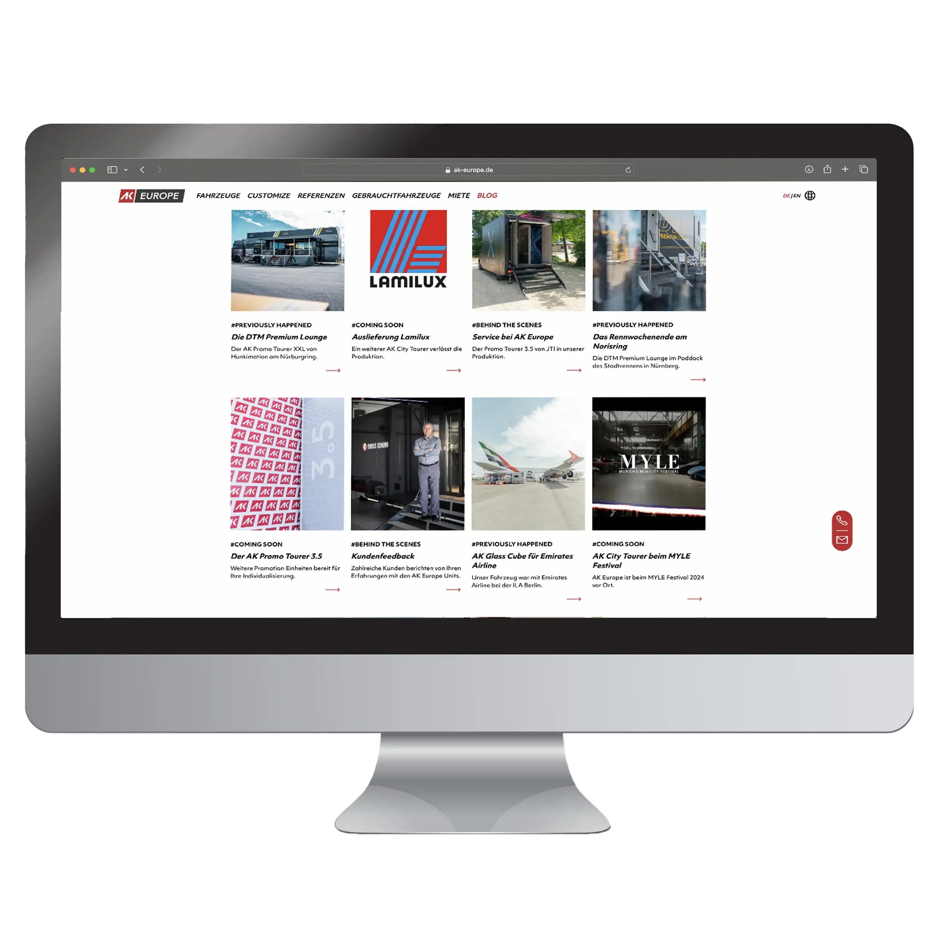 iMac mit der Website von AK Europe